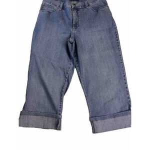 Lee Classic Womens Capri Pants Size 12 no tag See Pics Cuffs Blue Denim W32  L19